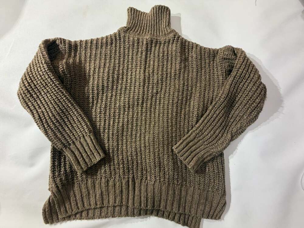Vintage Chunky Ribbed Knit Metallic Shimmer Sweater Womens Brown
